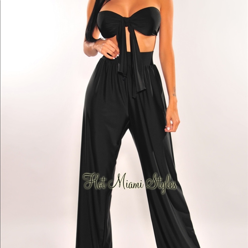 Hot Miami Styles Black Wide Leg Jumpsuit